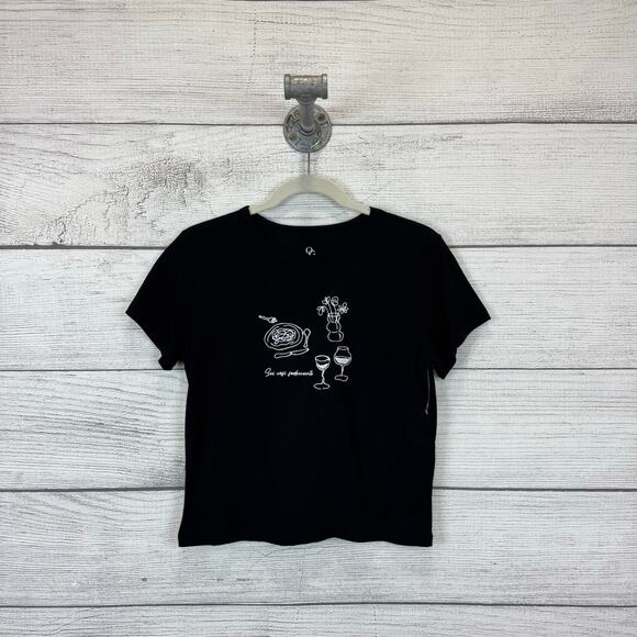 Organic Generation Women's Black Short Sleeve Graphic Embroidered Tee Size Small - Picture 1 of 5